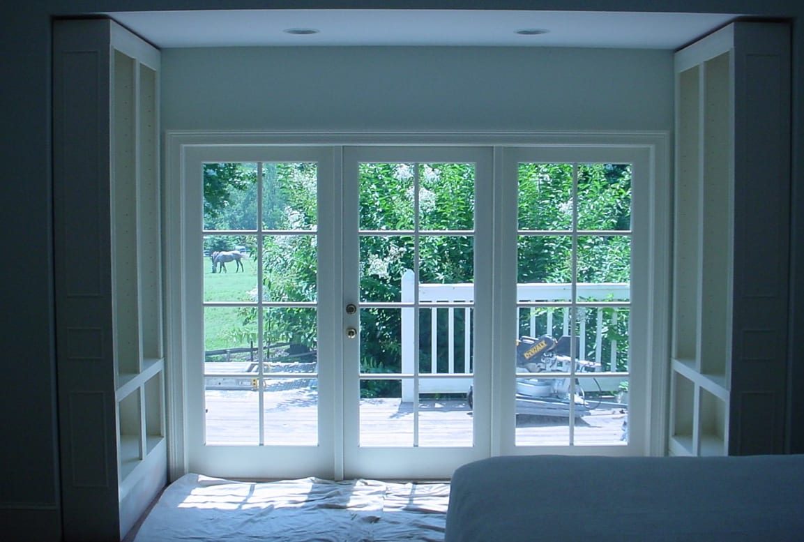 French doors opening to a new deck